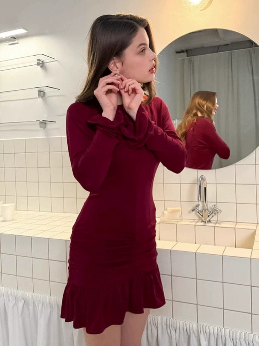 Forever 21 Knit Bodycon Mini Dress Bell Sleeve Winter Layering
